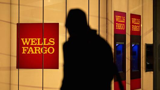 A pedestrian walks past a Wells Fargo bank branch in Washington, D.C.