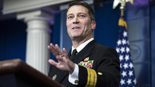 White House physician Dr. Ronny Jackson speaks to reporters at the White House in Washington, DC on Tuesday, Jan. 16, 2018.