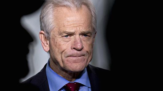 Peter Navarro, director of the National Trade Council, pauses during an interview outside the White House.