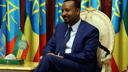Ethiopian Prime Minister Abiy Ahmedat at the National Palace in Addis Ababa, Ethiopia, on May 25, 2018.