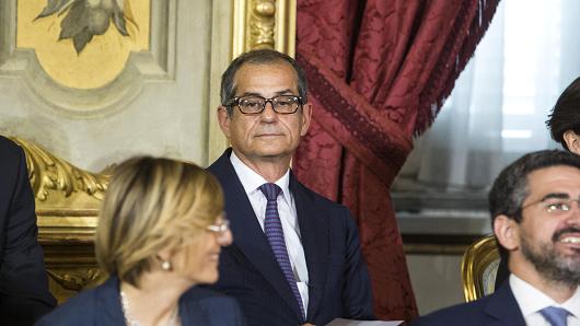 Giovanni Tria, Italy's finance minister, attends a swearing in ceremony at the Quirinale Palace in Rome, Italy, on Friday, June 1, 2018.