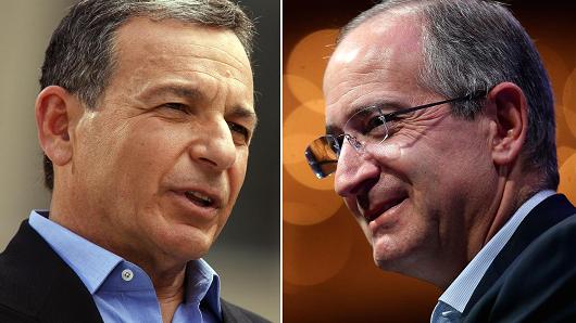 Robert Iger, chairman and chief executive officer of Walt Disney Co. and Brian Roberts, Comcast chairman and CEO.