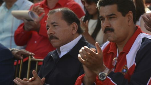 Nicolas Maduro, Vice President of Venezuela and Daniel Ortega -President of Nicaragua- on January 10, 2013 in Caracas, Venzuela.