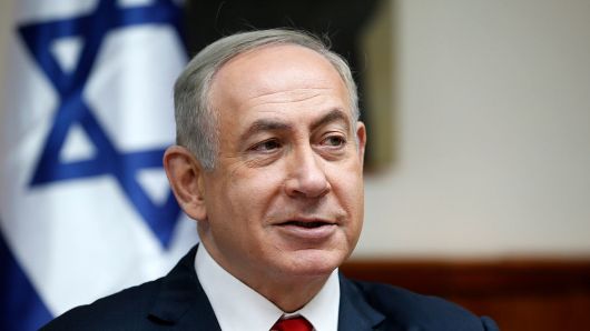 Israeli Prime Minister Benjamin Netanyahu attends the weekly cabinet meeting in Jerusalem on January 22, 2017.