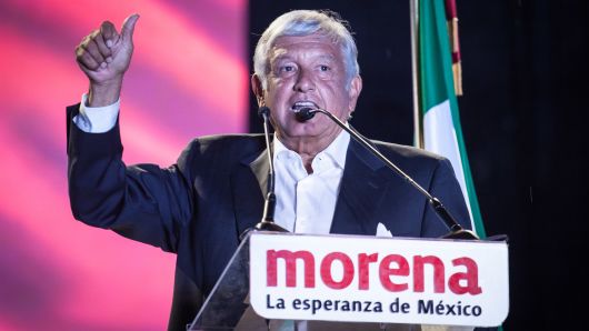 Presidential candidate Andres Manuel Lopez Obrador speaks at the final event of the 2018 Presidential Campaign at Azteca Stadium on June 27, 2018 in Mexico City, Mexico. 