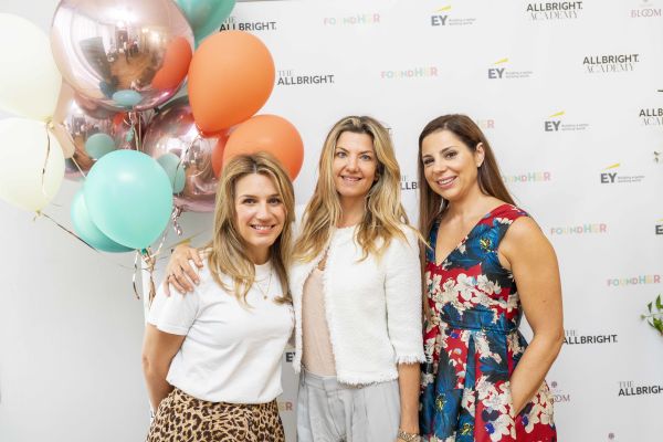Neom Organics founder Nicola Elliott (L), FaceGym founder Inge Theron (M) and AllBright Co-founder Debbie Wosskow OBE (R) at the 2018 AllBright FoundHER Festival in London.