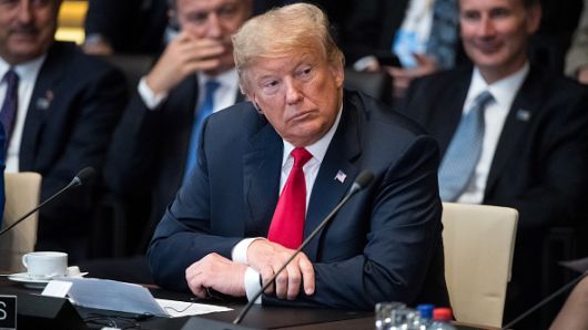 Donald Trump at the first work session of the North Atlantic council at the NATO Summit, July 11, 2018. 