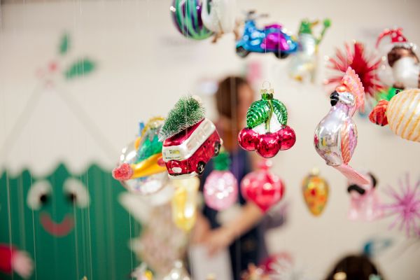 Holiday decorations from Danish retailer Flying Tiger shown at the Christmas in July Festival in London, July 11 2018