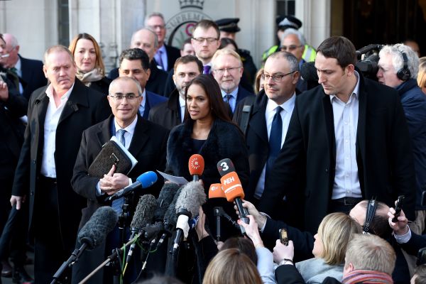 Lead claimant Gina Miller speaks outside the Supreme Court in Parliament Square following a majority ruling against the government, on January 24, 2017 in London, England.