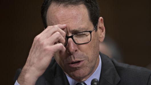 Randall Stephenson, chairman and chief executive officer of AT&T Inc., speaks during a Senate Judiciary Subcommittee hearing in Washington, D.C., U.S., on Wednesday, Dec. 7, 2016.