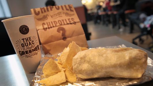 Food is served at a Chipotle restaurant on in Chicago, Illinois.
