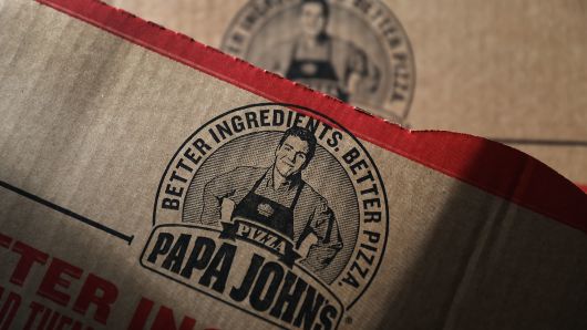 A Papa John's pizza box is seen on July 11, 2018 in Miami, Florida. 