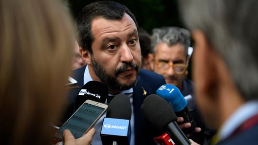 Italian Interior Minister Matteo Salvini speaks during a statement after a bilateral meeting prior to the European Union member states' interior and justice ministers conference on July 11, 2018 in Innsbruck, Austria. 