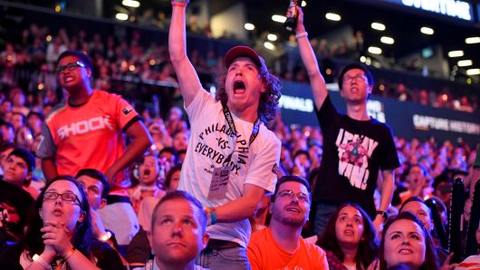 The crowd at Overwatch League Grand Finals at Barclays Center on July 27, 2018 in New York City. 