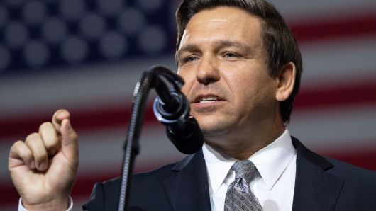 Rep. Ron DeSantis, Republican of Florida, and candidate for Florida Governor, speaks during a rally with President Donald Trump at Florida State Fairgrounds Expo Hall in Tampa, Florida, on July 31, 2018