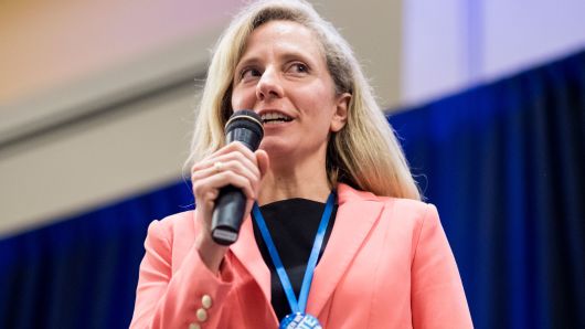 Abigail Spanberger, Democratic candidate for the 7th congressional district of Virginia, speaks during the Women's Summit in Herndon, Va., on Saturday June 23, 2018. 