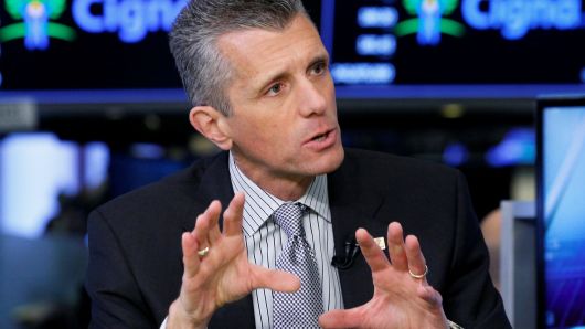 David Cordani, president and CEO of CIGNA Corp., appears on CNBC at the New York Stock Exchange, in New York, March 8, 2018.