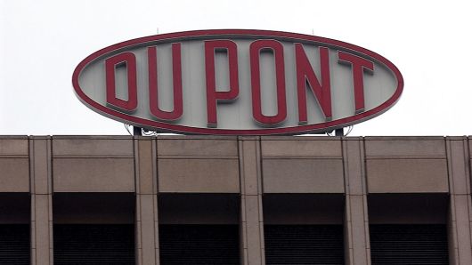 A DuPont sign is shown at the company's world headquarters in Wilmington, Delaware.