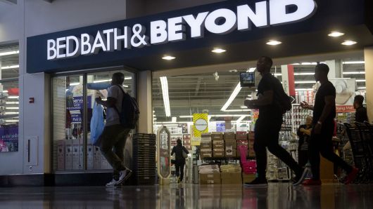 Shoppers walk past a Bed Bath & Beyond Inc. store in Washington, D.C.