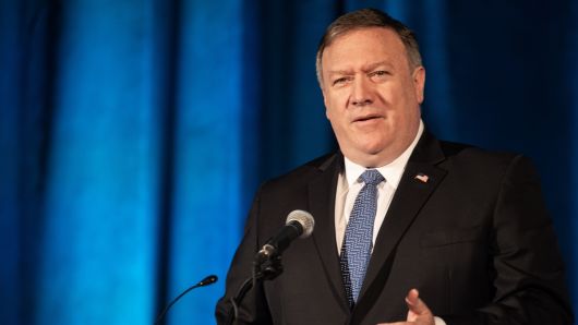 Secretary of State Mike Pompeo addresses the Indo-Pacific Business Forum at the US Chamber of Commerce in Washington, DC, on July 30, 2018. 