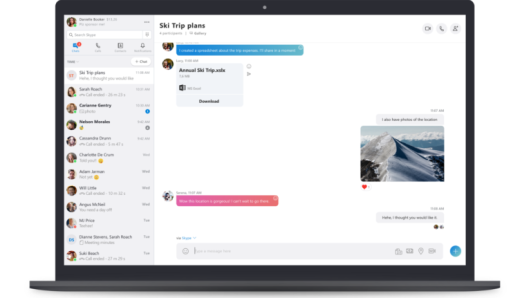 Skype's redesigned desktop app moves the "chats," "calls," "contacts" and "notifications" buttons to the top left corner.