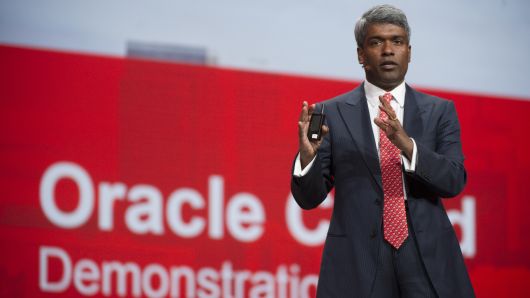 Thomas Kurian, Oracle's president of product development, speats at Oracle's 2013 OpenWorld conference in San Francisco.