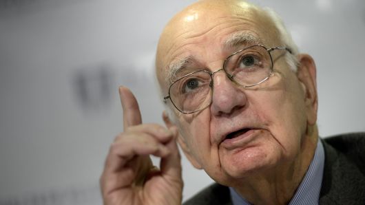 Paul Volcker, former Federal Reserve chairman, speaks at the National Press Club April 20, 2015 in Washington, DC.