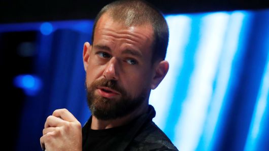 Jack Dorsey, CEO and co-founder of Twitter and founder and CEO of Square, speaks at the Consensus 2018 blockchain technology conference in New York City, New York.
