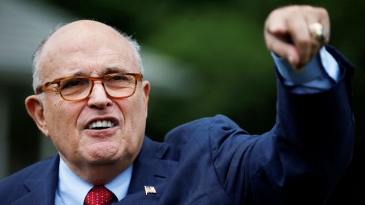 Rudy Giuliani, attorney for U.S. President Donald Trump, arrives for the White House Sports and Fitness Day event on the South Lawn of the White House in Washington, May 30, 2018.