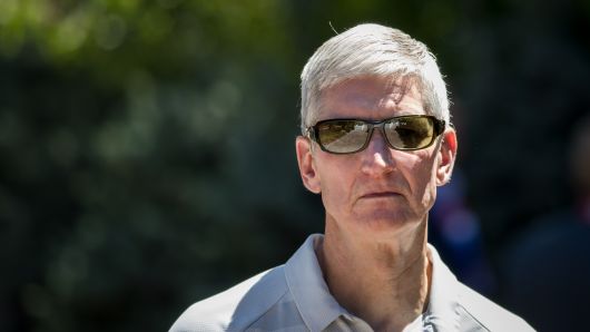 Tim Cook, chief executive officer of Apple, attends the annual Allen & Company Sun Valley Conference, July 12, 2018 in Sun Valley, Idaho. 