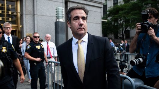 Michael Cohen, former personal lawyer to U.S. President Donald Trump, exits from federal court in New York, U.S., on Tuesday, Aug. 21, 2018.