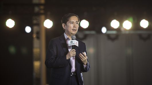 Daniel Zhang, chief executive officer of Alibaba Group Holding Ltd., speaks during a news conference in Shanghai, China.