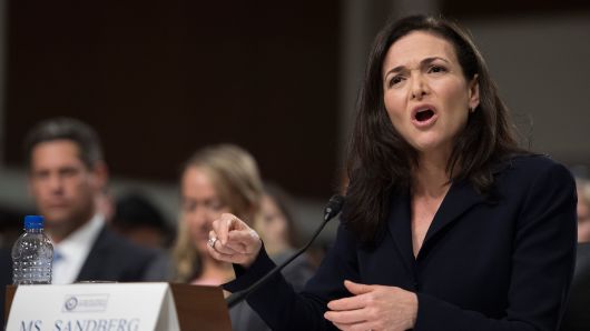 Facebook COO Sheryl Sandberg testifies before the Senate Intelligence Committee on September 5, 2018. 