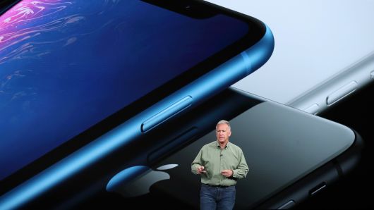 Phil Schiller, senior vice president of worldwide marketing at Apple Inc., speaks at an Apple event at the Steve Jobs Theater at Apple Park on September 12, 2018 in Cupertino, California. 