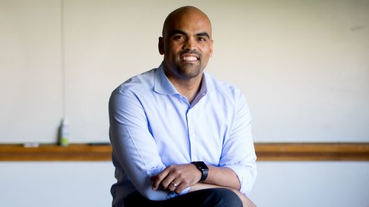 Colin Allred photographed at Hillcrest High School in Dallas, Texas. 