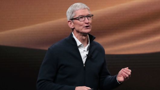 Apple CEO Tim Cook speaks during an Apple launch event in the Brooklyn borough of New York, U.S., October 30, 2018. 