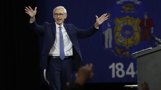 Democratic candidate for governor Tony Evers speaks at a rally Friday, Oct. 26, 2018, in Milwaukee. 