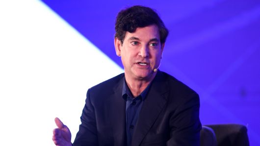 Jim Breyer, Founder and CEO of Breyer Capital, speaks during Fireside Chat on at the East Tech West conference in Nansha, Guangzhou in China on November 28, 2018.