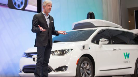 John Krafcik, CEO of Waymo speaks at a press conference at the 2017 North American International Auto Show in Detroit, Michigan, January 8, 2017.