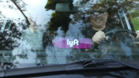 A Lyft Amp with driver and passenger on January 31, 2017 in San Francisco, California.