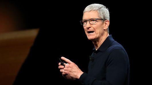 Apple CEO Tim Cook speaks during the 2018 Apple Worldwide Developer Conference (WWDC) at the San Jose Convention Center on June 4, 2018 in San Jose, California.