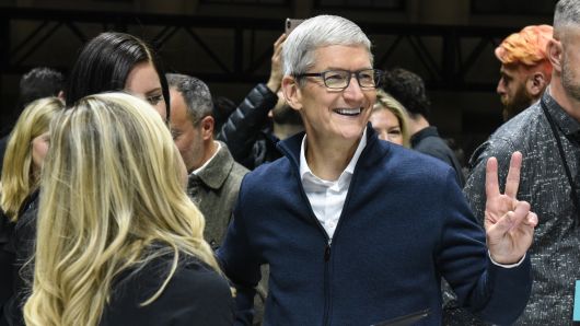 Tim Cook, CEO of Apple unveils new products during a launch event at the Brooklyn Academy of Music on October 30, 2018 in New York City. Apple debuted a new MacBook Air, Mac Mini and iPad Pro. 