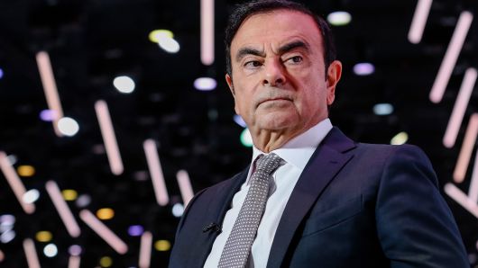 Carlos Ghosn, chairman of the alliance between Renault SA, Nissan Motor Co. and Mitsubishi Motors Corp., pauses during a Bloomberg Television interview at the Paris Motor Show in Paris, France, on Tuesday, Oct. 2, 2018. 