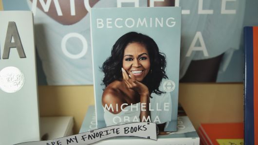 'Becoming', a book by former first lady Michelle Obama, is displayed at the 57th Street Books bookstore on November 13, 2018 in Chicago, Illinois. 