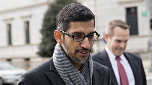 Sundar Pichai, chief executive officer of Google LLC, arrives to the White House for a meeting in Washington, D.C., U.S., on Thursday, Dec. 6, 2018. 