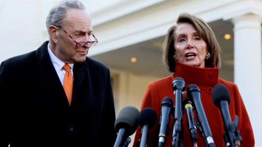 Senate Minority Leader Chuck Schumer (D-NY) and House Speaker designate Nancy Pelosi (D-CA) speak to reporters after meeting with U.S. President Donald Trump at the White House in Washington, U.S., December 11, 2018.