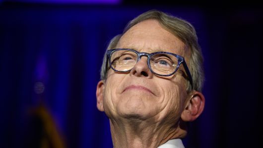 Republican Gubernatorial-elect Ohio Attorney General Mike DeWine gives his victory speech after winning the Ohio gubernatorial race at the Ohio Republican Party's election night party at the Sheraton Capitol Square on November 6, 2018 in Columbus, Ohio. 
