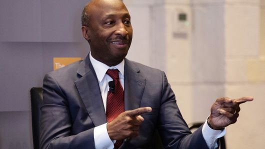 Ken Frazier, chairman and chief executive officer of Merck & Co., speaks during an Economic Club of New York event in New York, U.S. on Wednesday, Oct. 3, 2018.