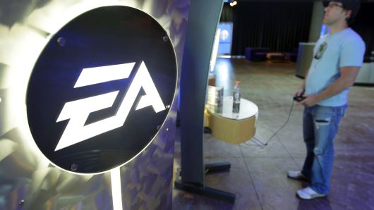 An attendee tries out a Electronic Arts video game during the annual Studio Showcase media event at the company's headquarters in Redwood City, California.