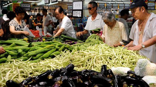 Residents shopping in a supermarket on August 9, 2013 in Lianyungang, Jiangsu Province of China.